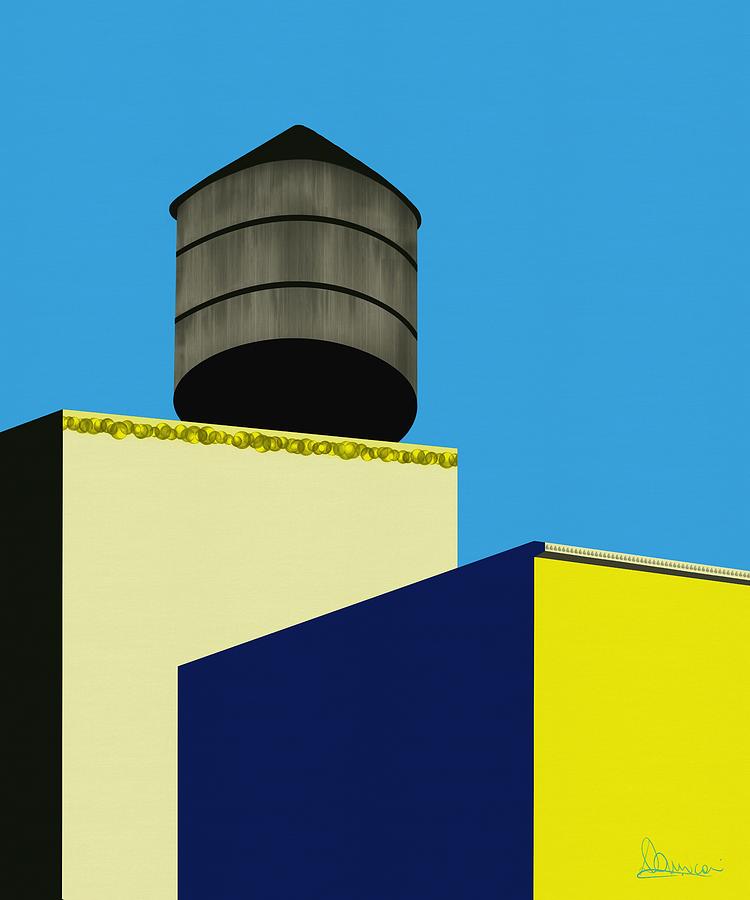 Yellow Painting - The Water Tower by Marco Domeniconi