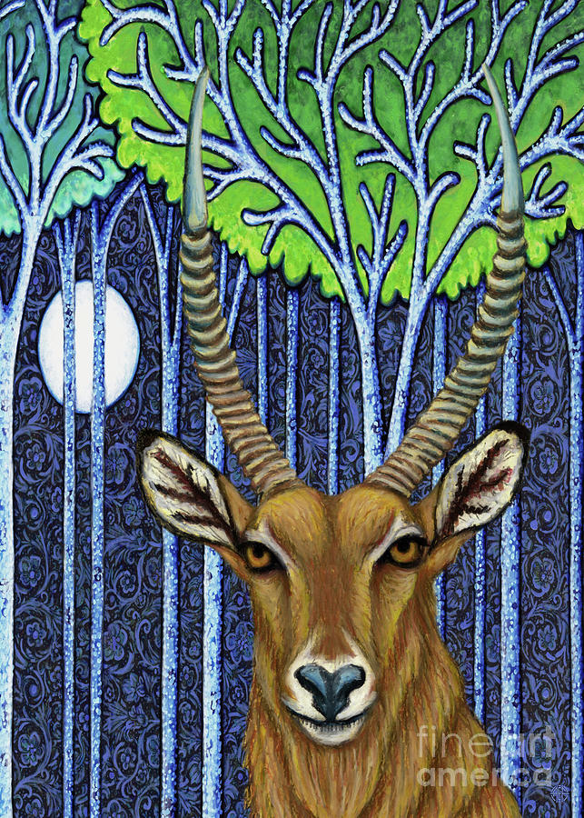 The Waterbuck Moon Painting by Amy E Fraser
