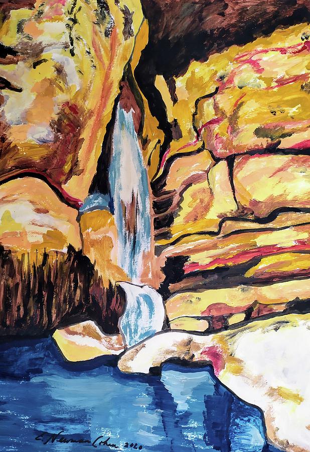 The Waterfall at Ein Gedi Painting by Esther Newman-Cohen