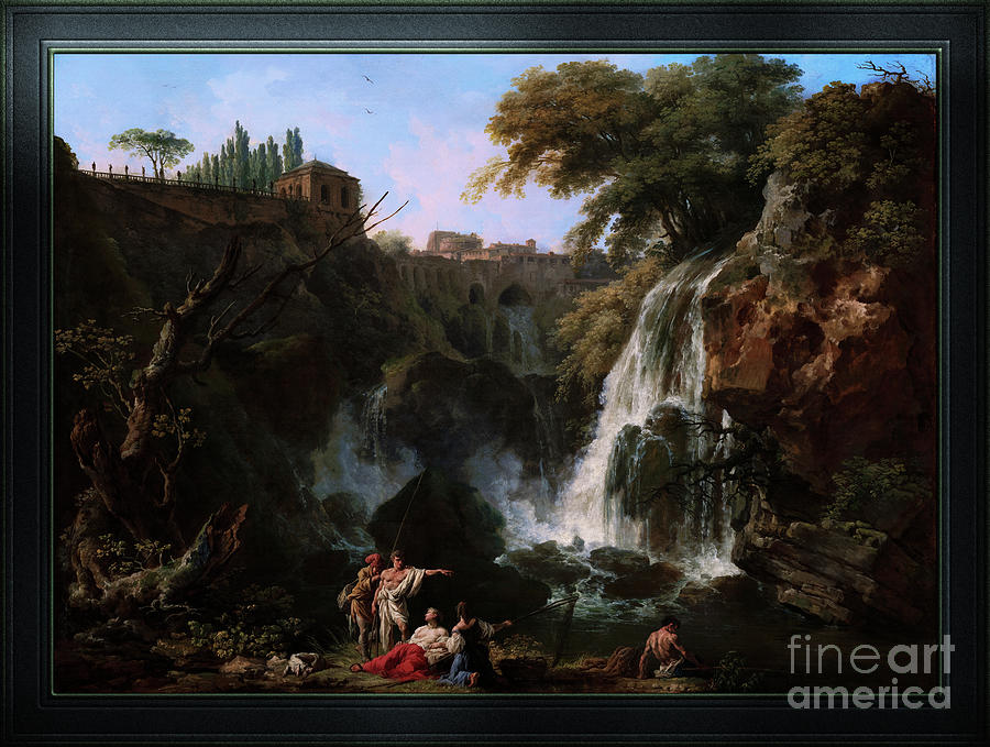 The Waterfalls at Tivoli, with the Villa of Maecenas by Claude-Joseph Vernet Classical Art Painting by Rolando Burbon