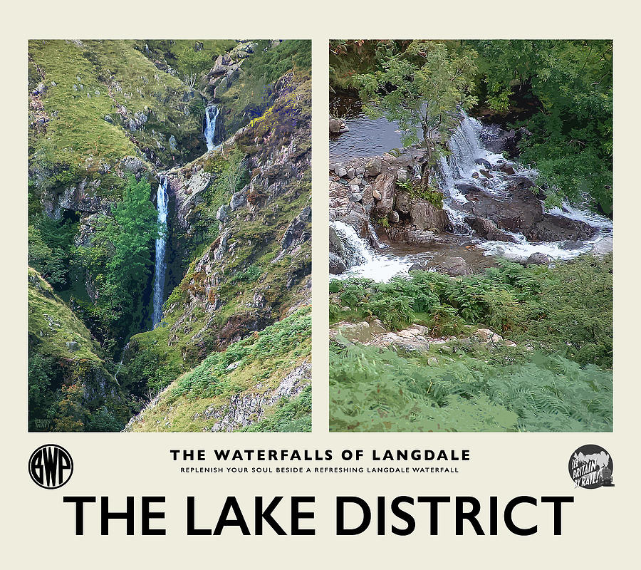 The Waterfalls of Langdale No2 Cream Railway Poster Photograph by Brian Watt