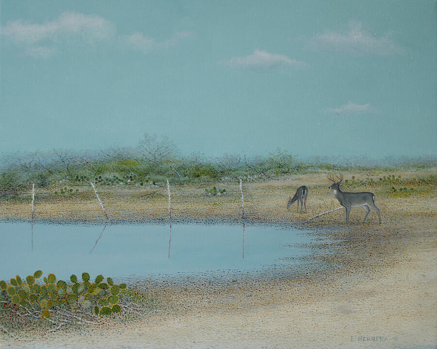The Watering Hole Painting by Eleazar Herrera