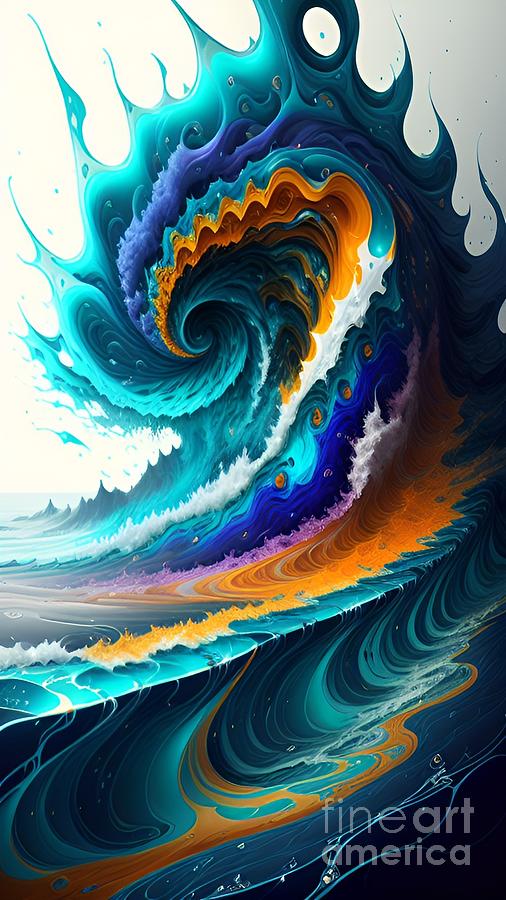 The Wave Digital Art by Julie Kaplan - Pixels