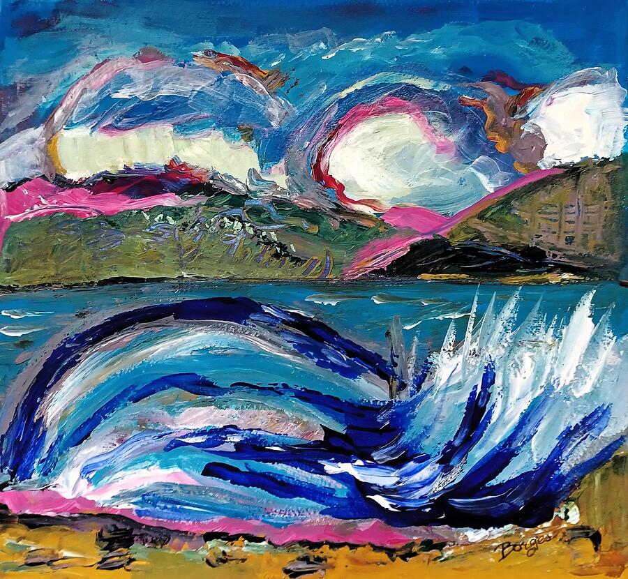 Abstract Painting - The Wave by Mary Borges