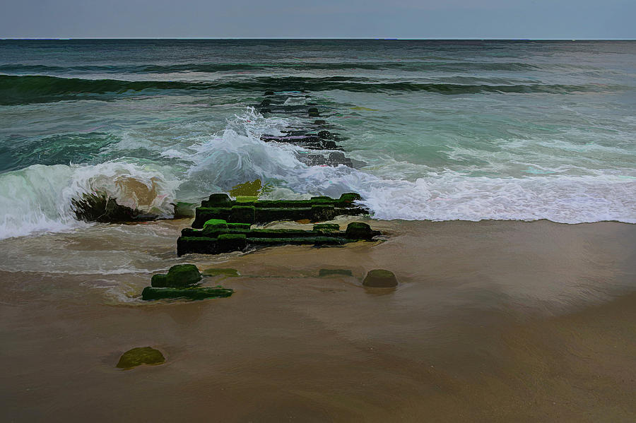 The waves at Long Branch Photograph by Alan Goldberg