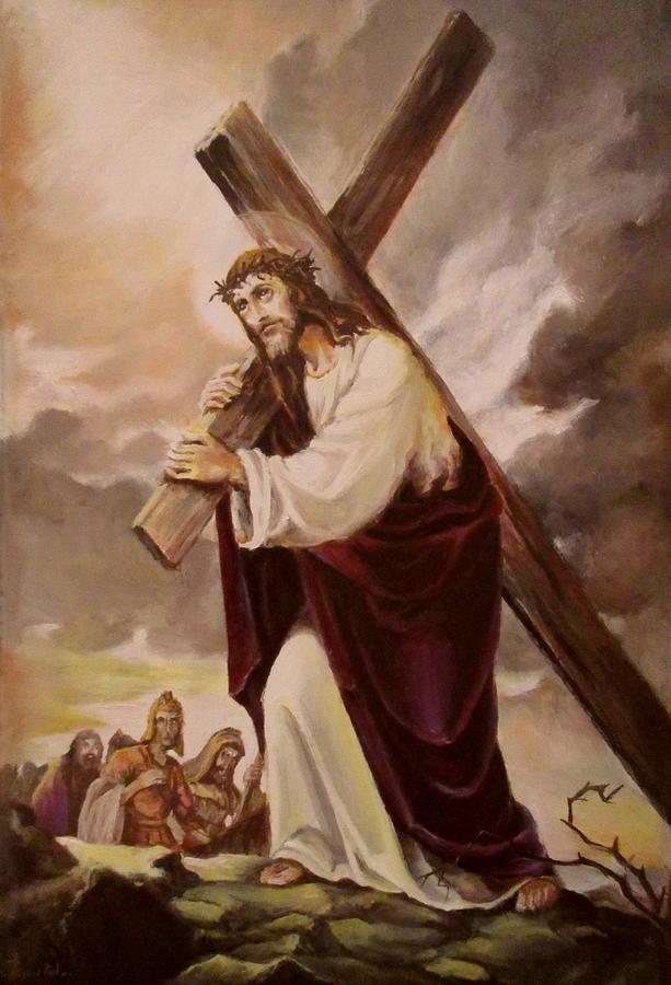 The way of the cross Painting by Sorin Apostolescu