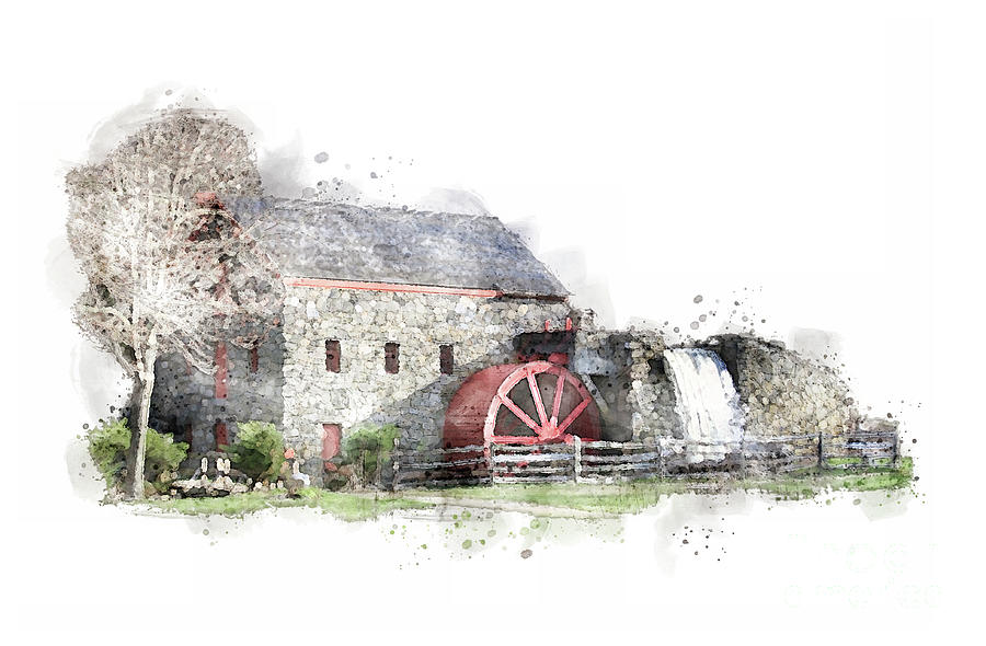 The Wayside Inn Grist Mill Digital Art by Jayne Carney