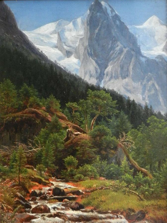 The Wellhorn and the Wetterhorn Painting by Artistic Panda - Fine Art ...