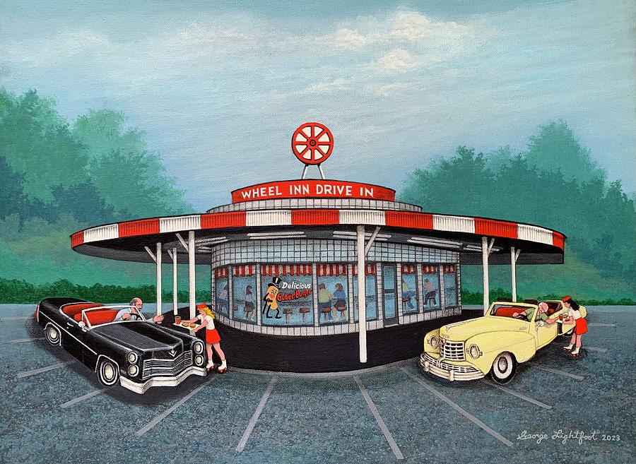 The Wheel Inn Drive In Painting by George Lightfoot