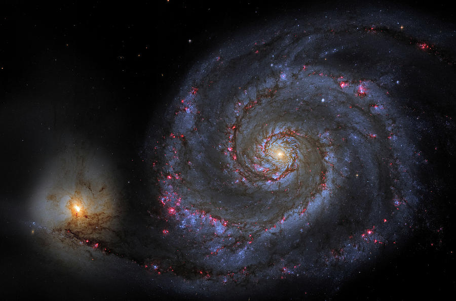 Space Painting - The Whirlpool Galaxy, Spiral Galaxy  by Cosmic Photo