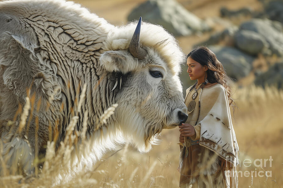 The sacred White Buffalo Calf Woman Photograph by Delphimages Photo Creations The sacred White Buffalo Calf Woman Photograph by Delphimages Photo Creations