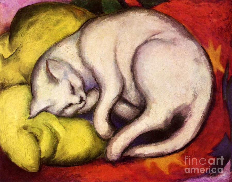 The White Cat Painting by Franz Marc
