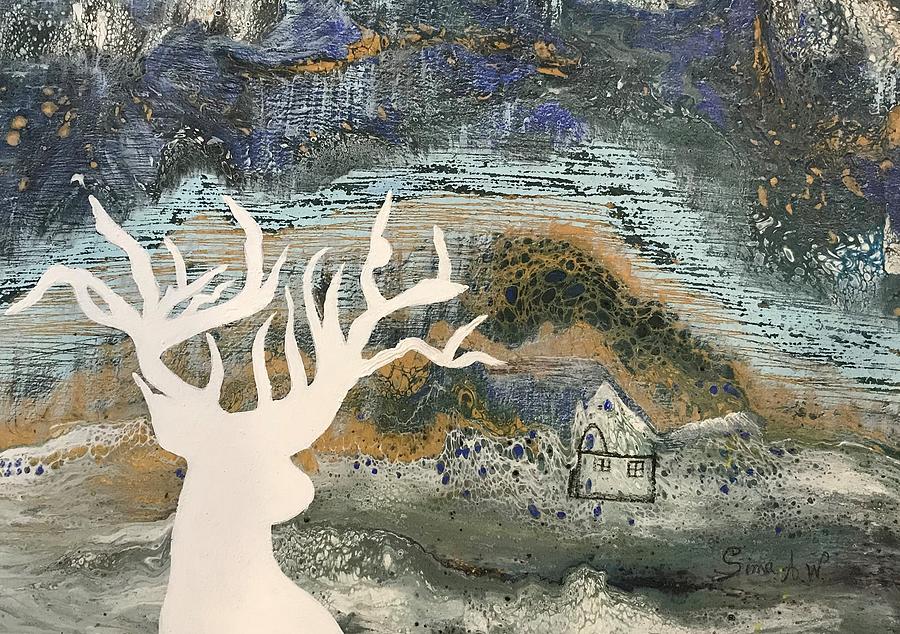 The White Deer Painting by Sima Amid Wewetzer