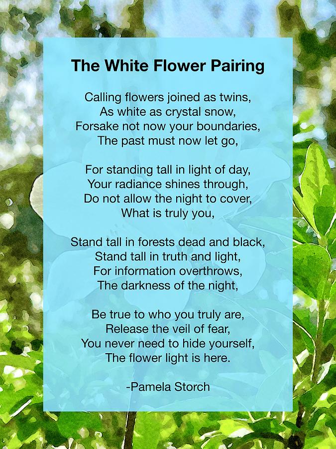 Flower Digital Art - The White Flower Pairing Poem by Pamela Storch