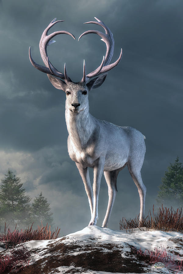 Deer Spirit Animal White Hart painting Celtic Stag Painting Stag Canvas Art White Deer Art Mythic Creature