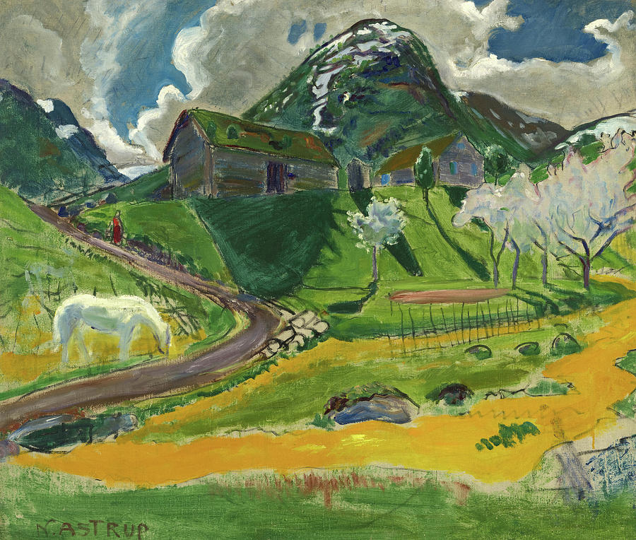 The White Horse in Spring, 1914 Painting by Nikolai Astrup - Fine Art ...