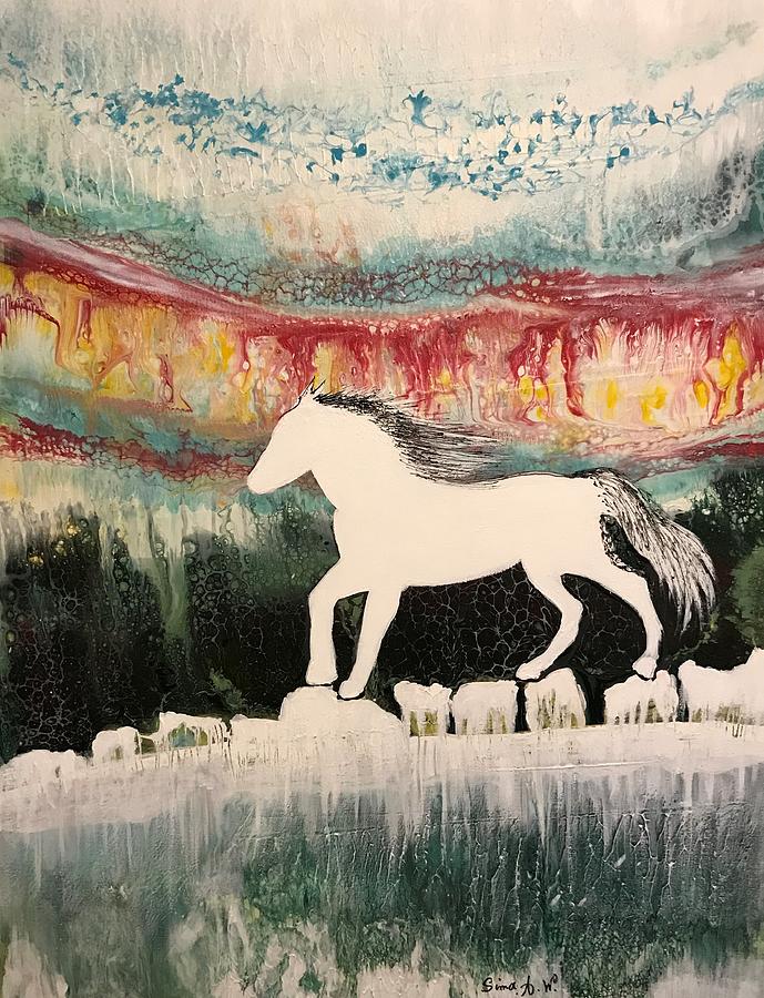 The White Horse Painting by Sima Amid Wewetzer