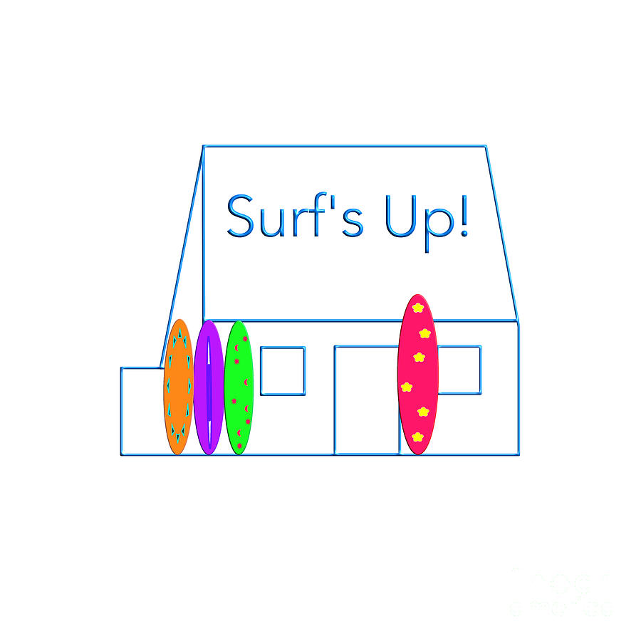 The White House Jersey Surfs Up Text and Surfboard Design Digital Art by Barefoot Bodeez Art