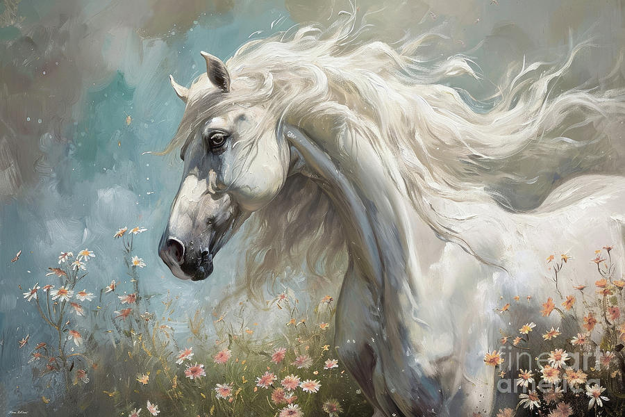 Horse Painting - The White Knight by Tina LeCour