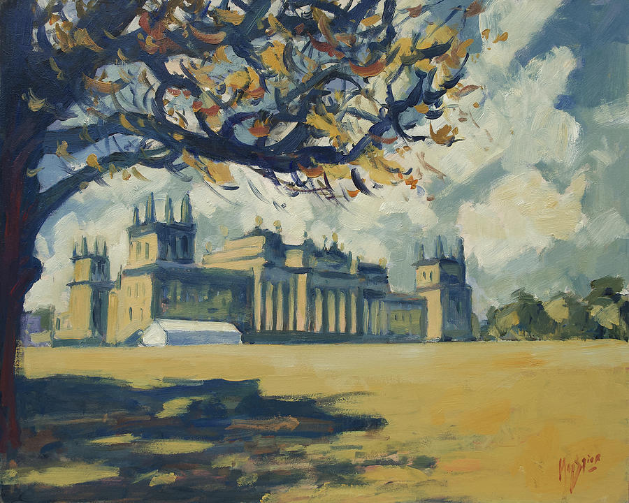 Winston Churchill Painting - The white party tent along Blenheim Palace by Nop Briex