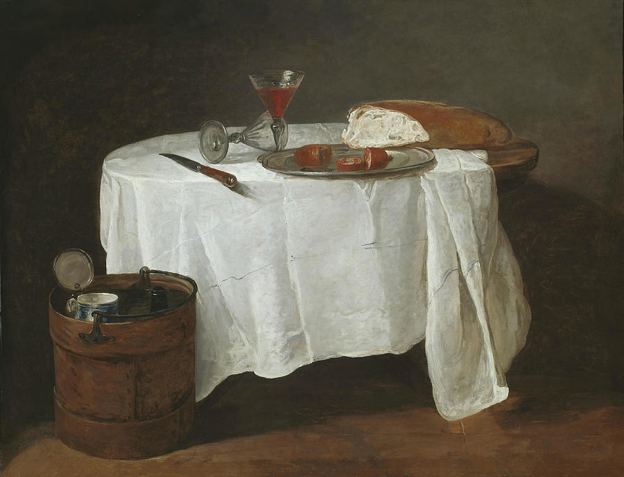 Cup Painting - The White Tablecloth. Jean Baptiste Simeon Chardin, French, 1699-1779. by Jean Baptiste Simeon Chardin