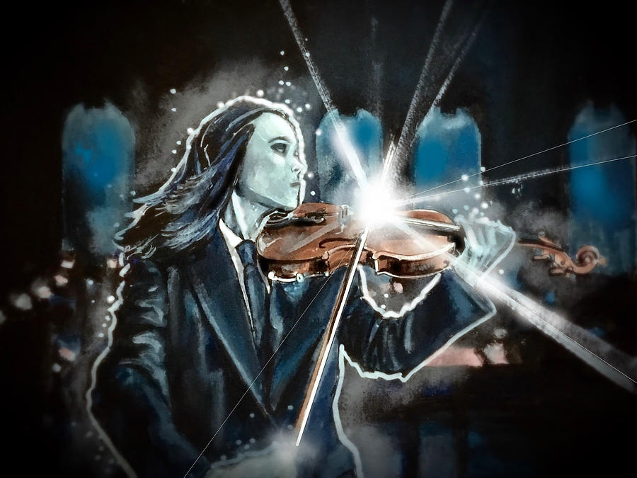 Transformer hun er bekymre The White Violin Painting by Joel Tesch - Fine Art America