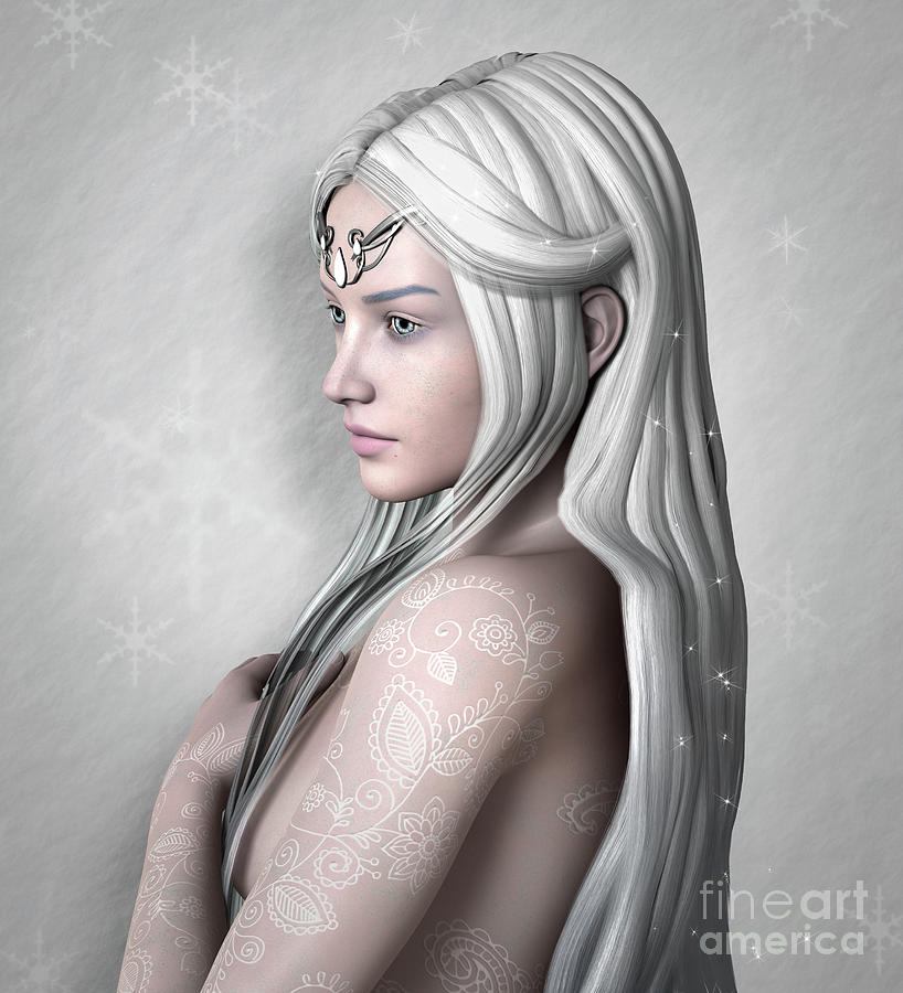 The White Winter Lady Digital Art