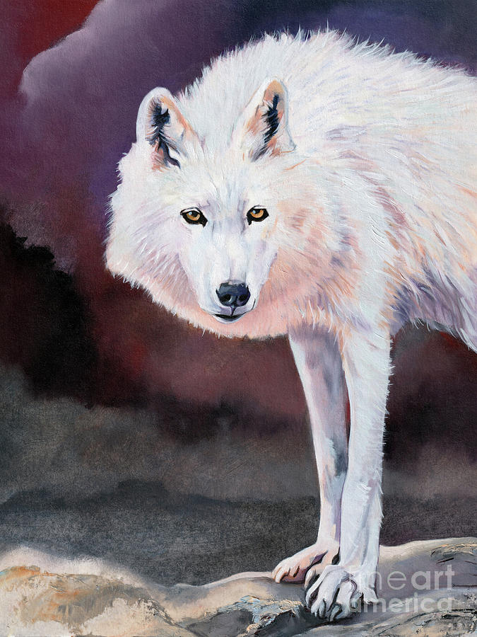 The White Wolf Painting by J W Baker