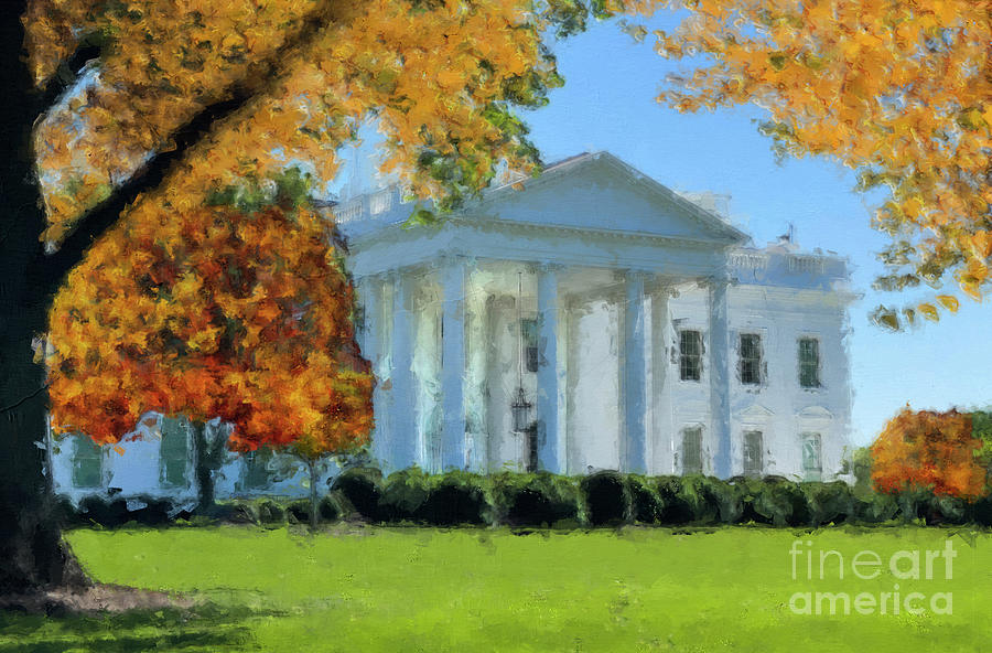The Whitehouse in Fall Colors Painting by Jon Neidert