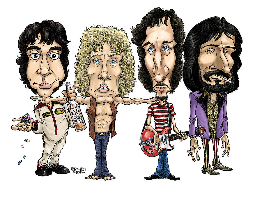The Who, 1975, in color Drawing by Mike Scott