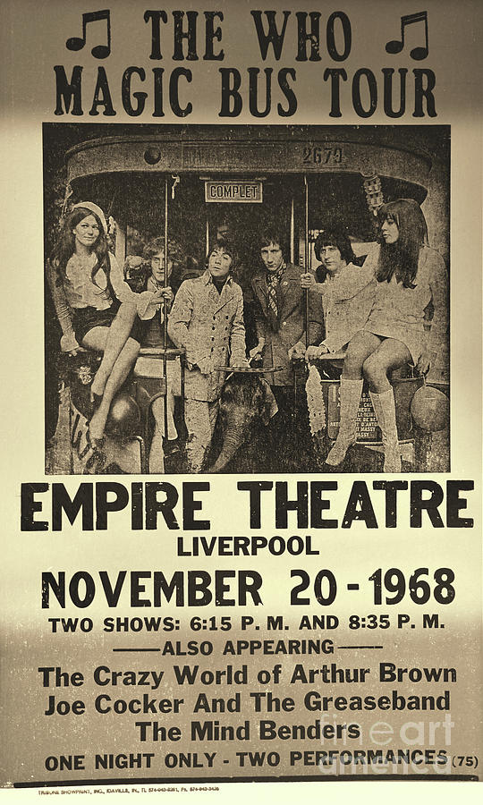 The Who Photograph - The Who November 20, 1968, concert poster retro sepia by Paul Ward
