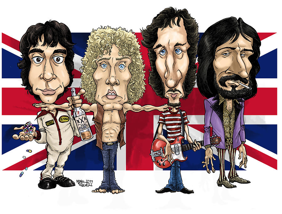 The Who with flag Drawing by Mike Scott