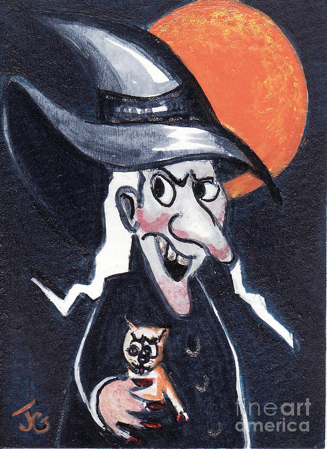 The Wicked Witch and her Catt Painting by Joyce Gebauer