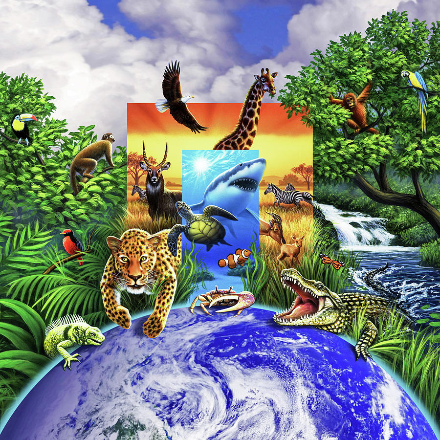 Animal Mixed Media - The Wide Wild World by Jerry LoFaro