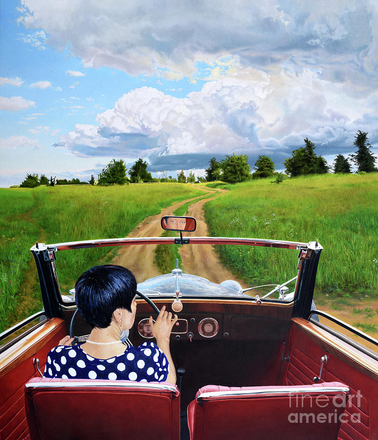 The Wife at the Wheel Painting by Oleg Konin