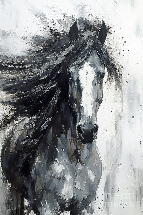 The Wild Black Stallion Painting by Tina LeCour