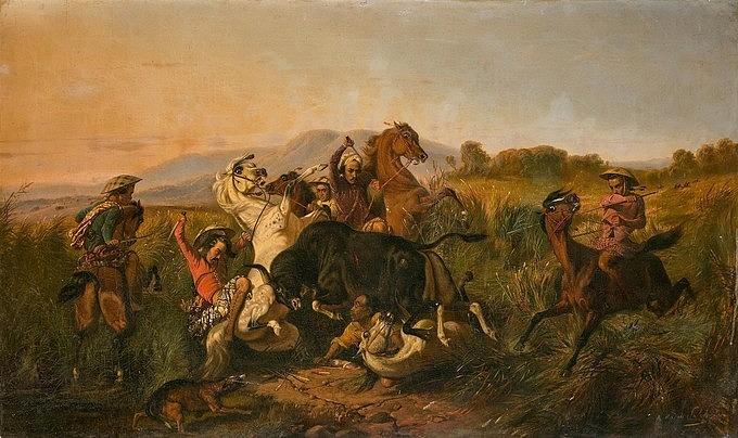 The Wild Bull Hunting 1855 By Raden Sarief Bastaman Saleh Painting
