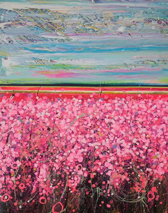 The Wildflower Fields Panel 1 Painting by Angie Wright