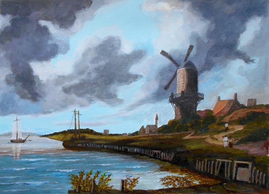 The Windmill Painting by Konstantinos Charalampopoulos