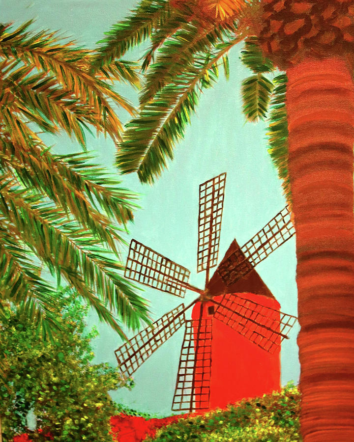 The Windmill at Palma de Mallorca Painting by Deborah Boyd