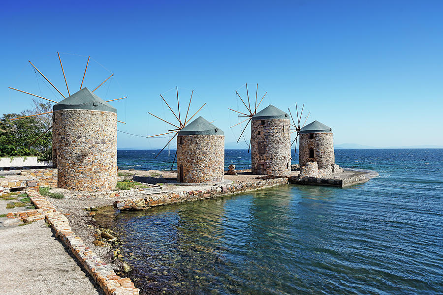 The windmills in Chios island, Greece Photograph by Constantinos Iliopoulos