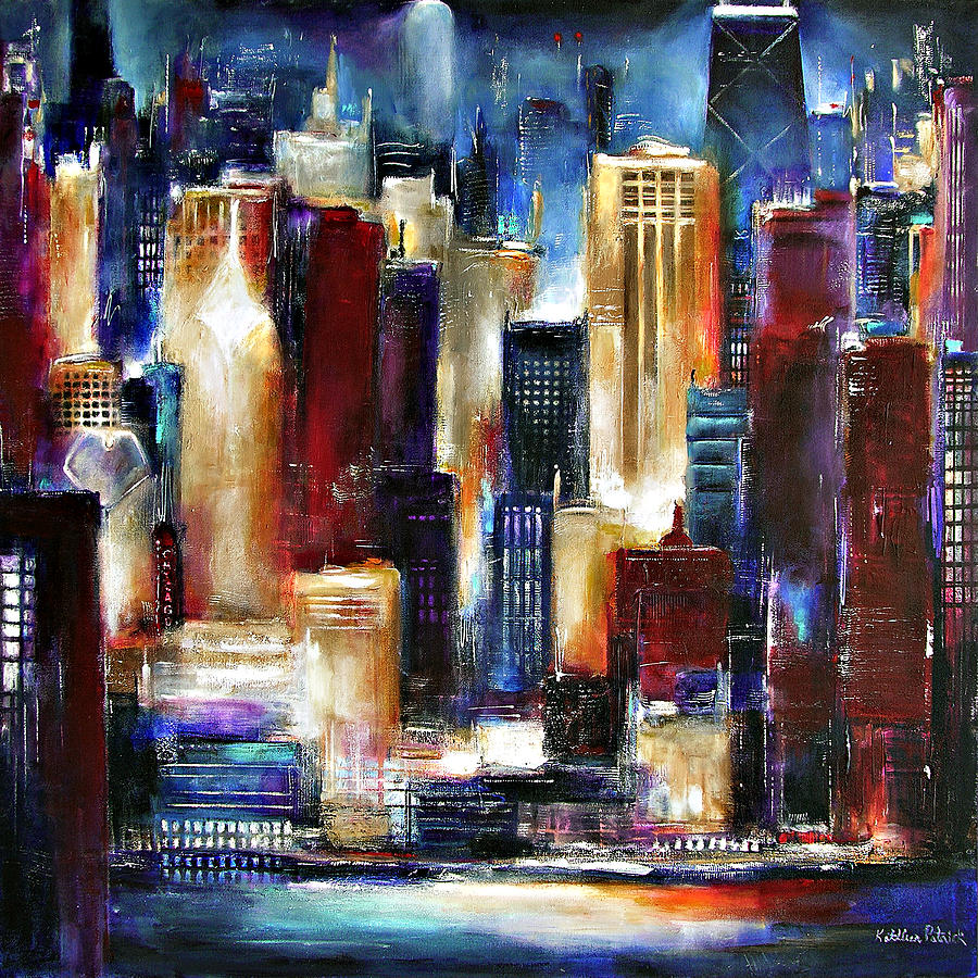 The Windy City Skyline Painting by Kathleen Patrick - Pixels