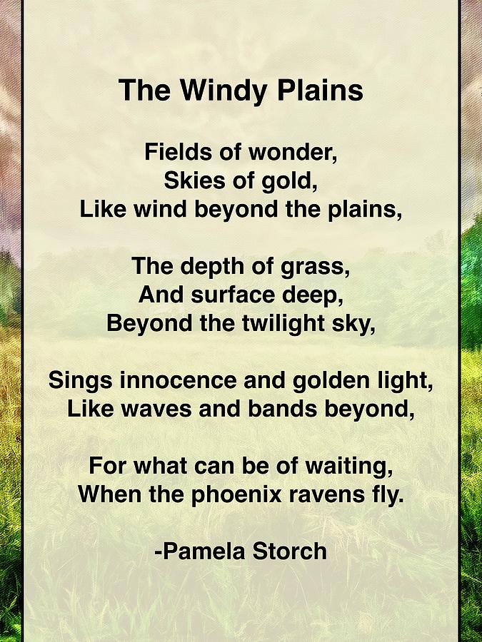 Phoenix Digital Art - The Windy Plains Poem by Pamela Storch