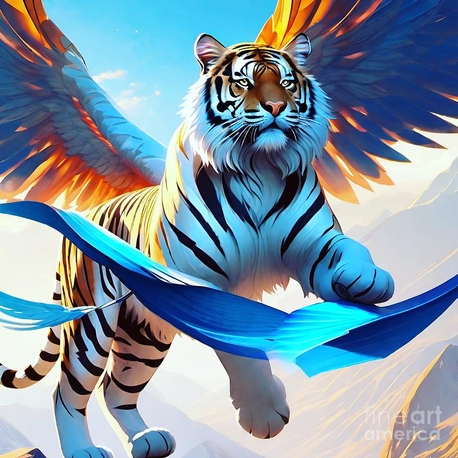 The winged tiger Digital Art by Mark Bradley