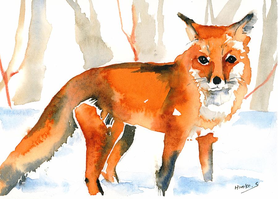 The Winter Fox Painting by Hiroko Stumpf