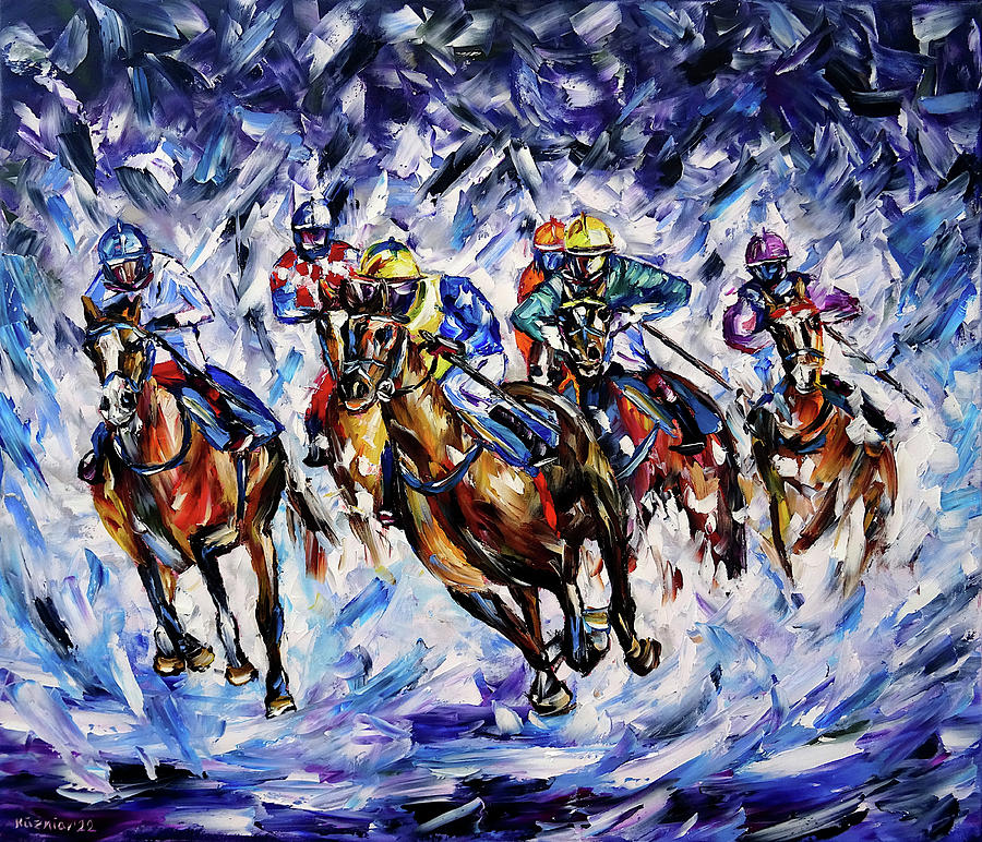 The winter race Painting by Mirek Kuzniar