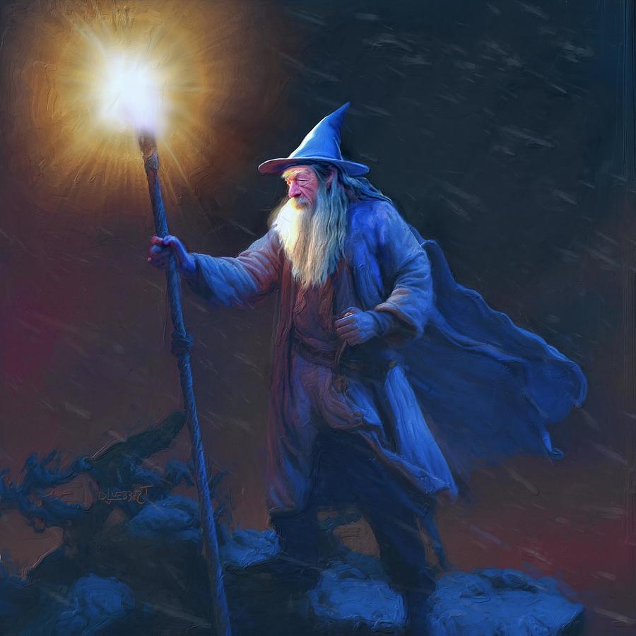 The Wise Old Wizard Painted Digital Art by David Luebbert