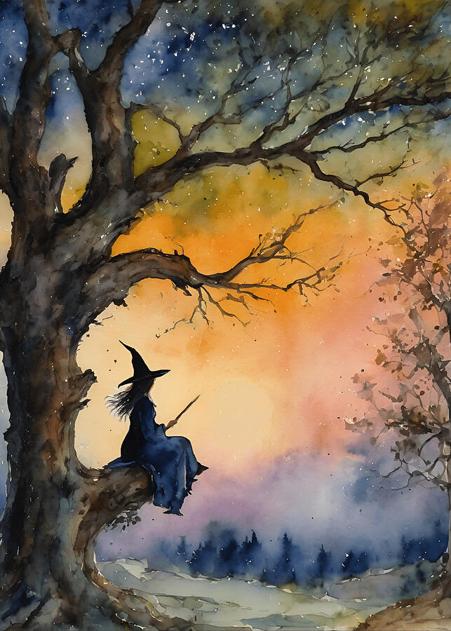 Witches Mixed Media - The Wishing Tree by Lyra OBrien