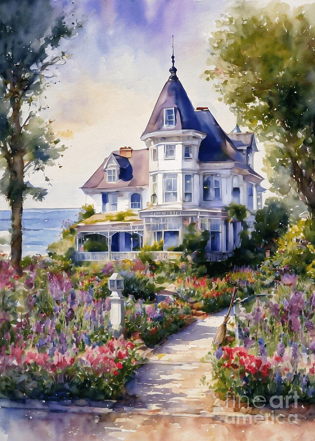 Fall Painting - The Witchs House by the Sea by Lyra OBrien