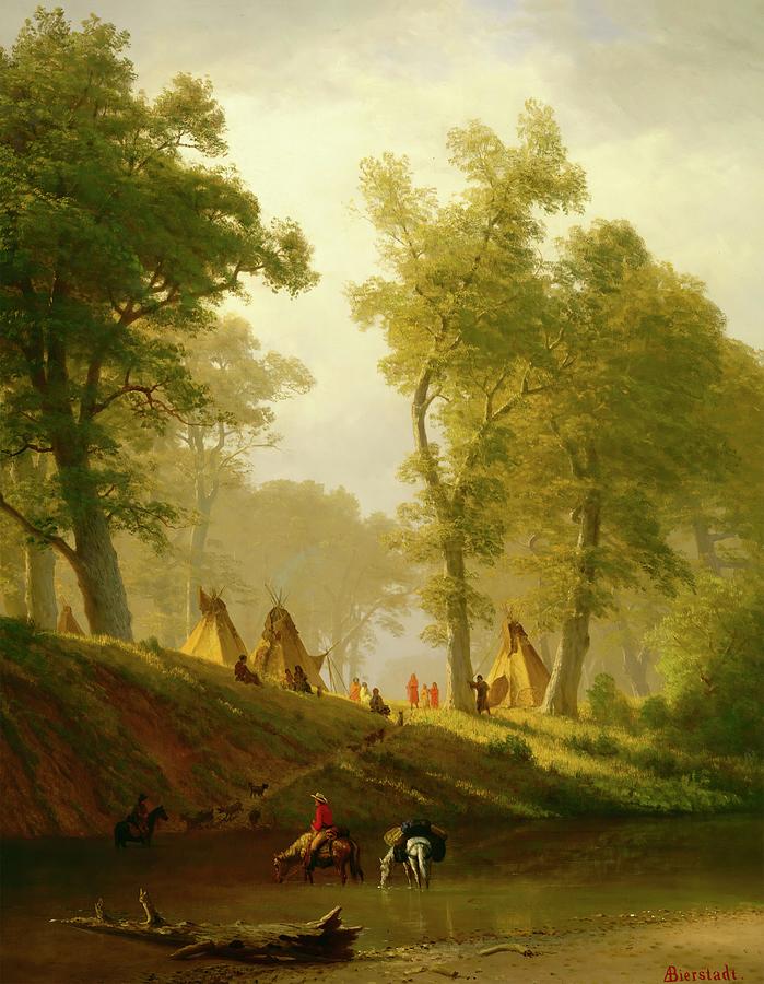 The Wolf River, Kansas Painting by Alfred Bierstadt